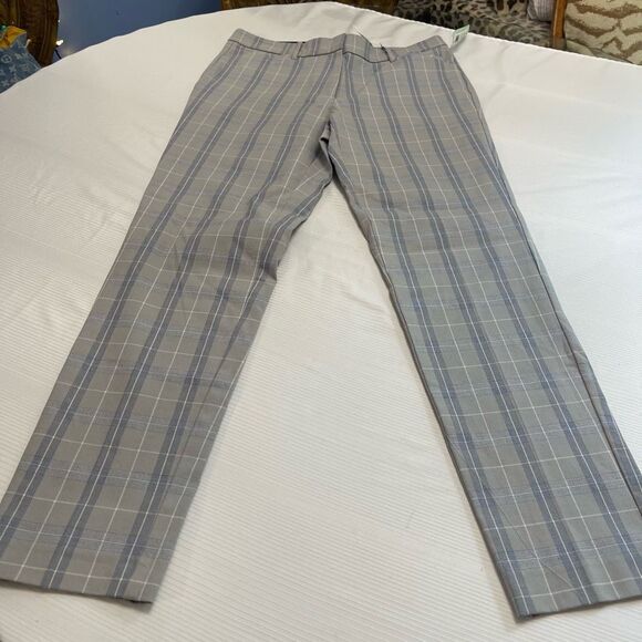 NWT 41 Hawthorn Becca Adjustable Hem Straight Leg Grey Plaid Pants Size 10 New - Picture 1 of 7